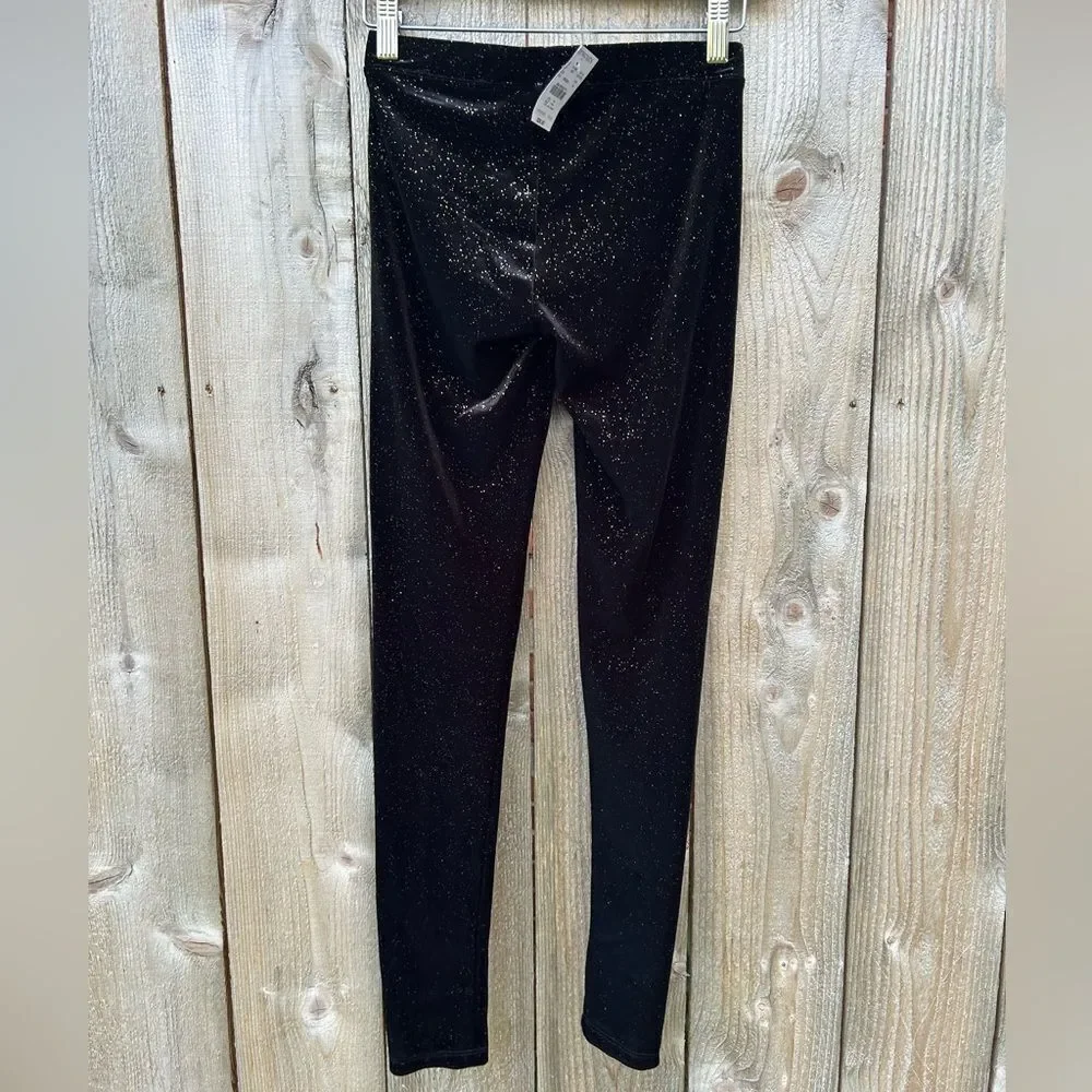 Crewcuts Girls Velour Black Gold Sparkle Leggings